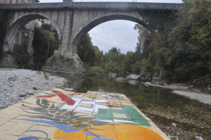 Ponte del Diavolo di Cividale visto dal letto del Natisone fatto saltare dai genieri italiani in data 28 ottobre 1917